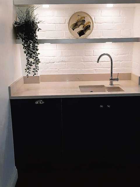 bespoke shaker kitchen sink area